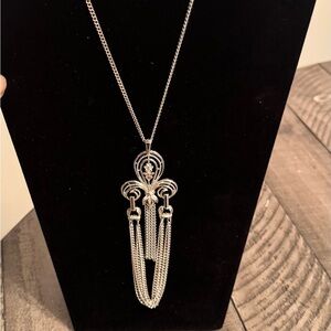 Vintage Sarah Coventry Grecian Fleur De Lis Convertible Bracelet Necklace Silver